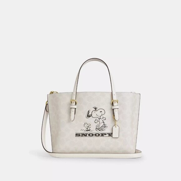 COACH x PEANUTS 2025 Molly Tote Bag 25 Signature Canvas Snoopy CBJ87 NEW - Picture 1 of 7